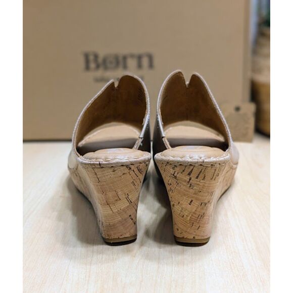 Born Arie Natural Full Grain Leather Platform Wedge Sandals Women's 10 NIB - Picture 7 of 11